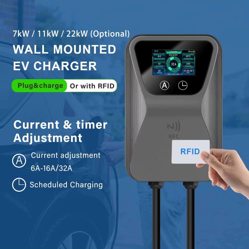 22Kw Wallbox Type 2 Ocpp Rfid - Chargeur de VE, Wallbox intelligente 7kW